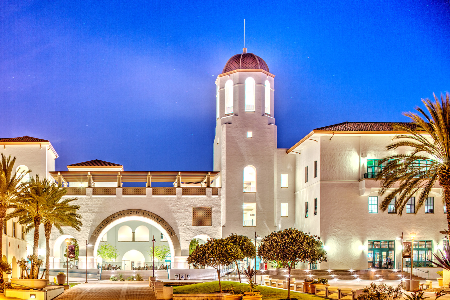 Conrad Prebys Aztec Student Union at night