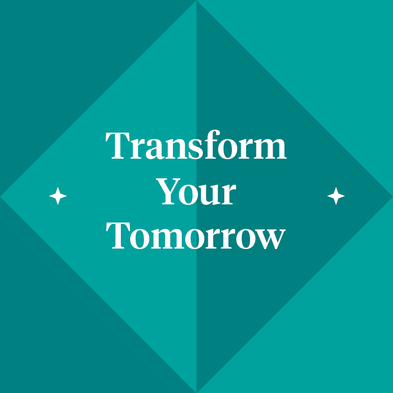 Transform Your Tomorrow on teal pattern