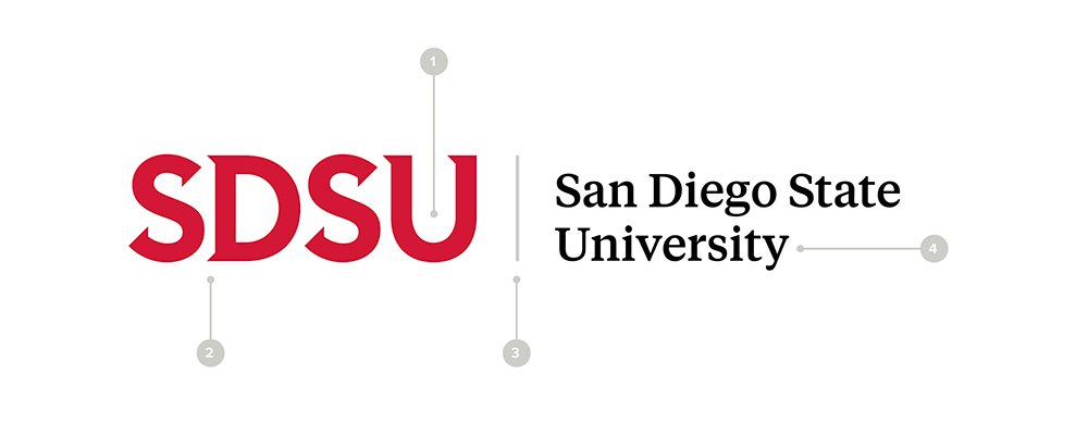 SDSU Logo with numbered sections