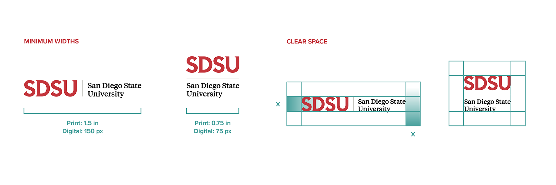 Minimum width and spacing requirements for primary logo