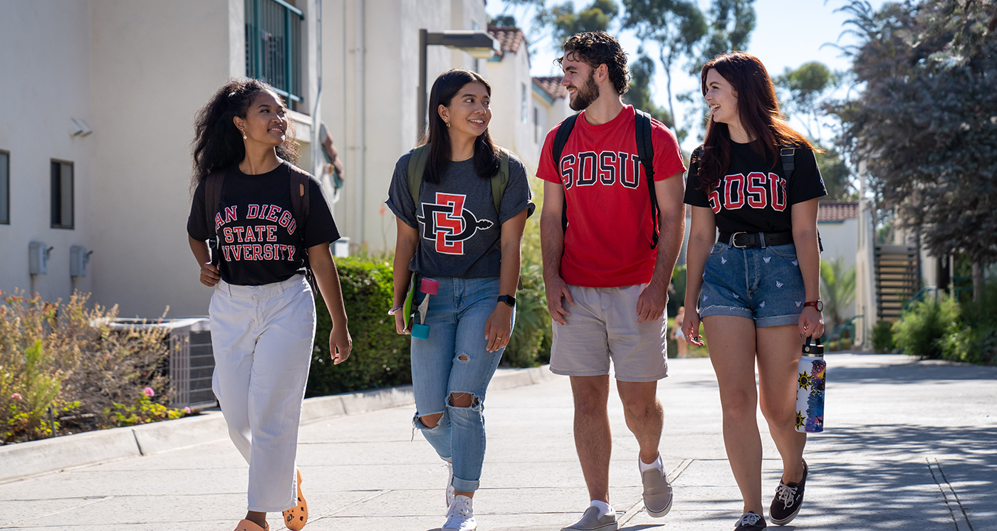 Students walking on campus