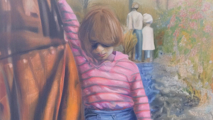 an ai image of a girl leaning on a car