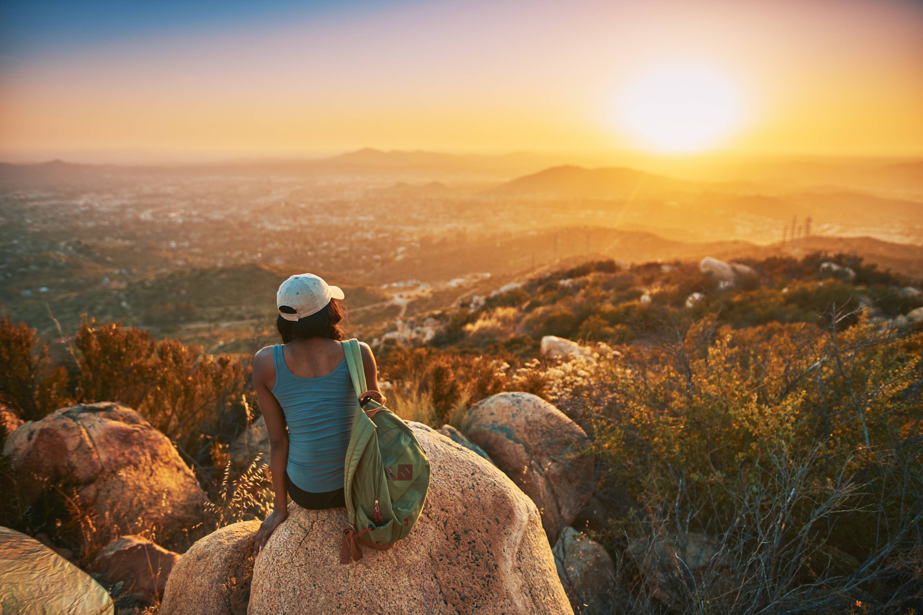 Hiker over looking San Diego